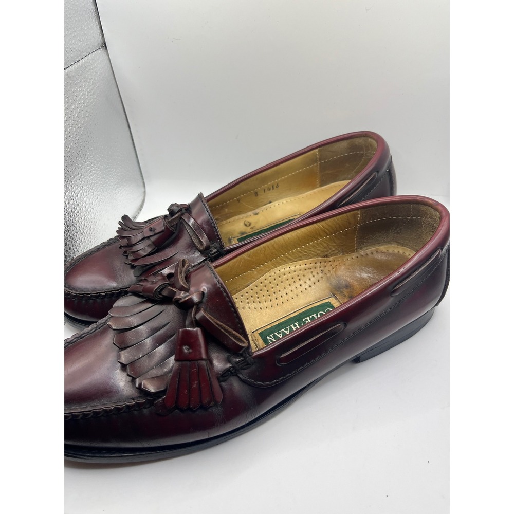 Cole Haan Burgundy Leather‎ Tassel Loafer Mens Dress Shoes Size 9 B 1416